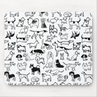 Mousepad Padrão de cães brancos e pretos | Legal Canine Lov
