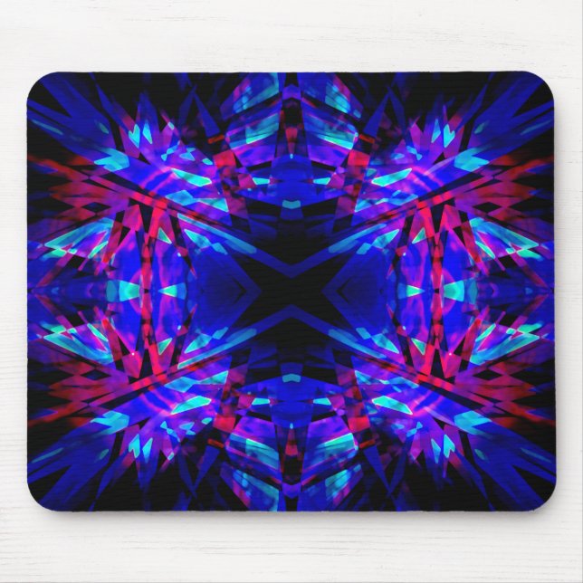 Mousepad Padrão de caleidoscópio azul e vermelho (Frente)