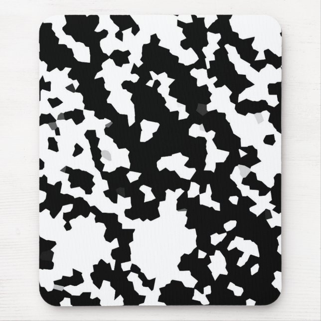 Mousepad Padrão de Camuflagem Abstrato preto e branco (Frente)