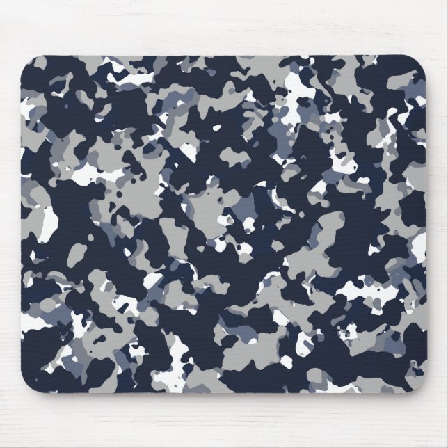 Mousepad Padrão de Camuflagem Azul Cinza Branco (Frente)