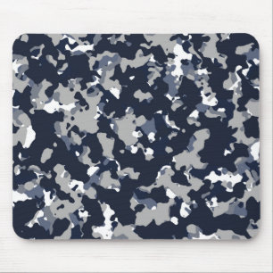 Mousepad Padrão de Camuflagem Azul Cinza Branco Camo