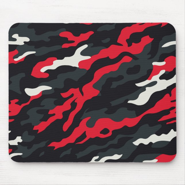 Mousepad Padrão de Camuflagem Branca da Cinza Negra Vermelh (Frente)
