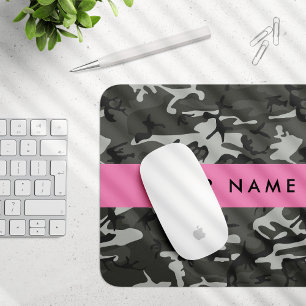 Mousepad Padrão de Camuflagem Cinza, Seu nome, Personalizar