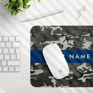 Mousepad Padrão de Camuflagem Cinza, Seu nome, Personalize