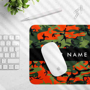 Mousepad Padrão de Camuflagem Laranja, Seu nome, Personaliz