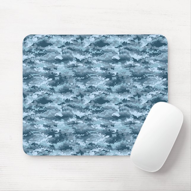 Mousepad Padrão de camuflagem pixelada militar azul (Com mouse)