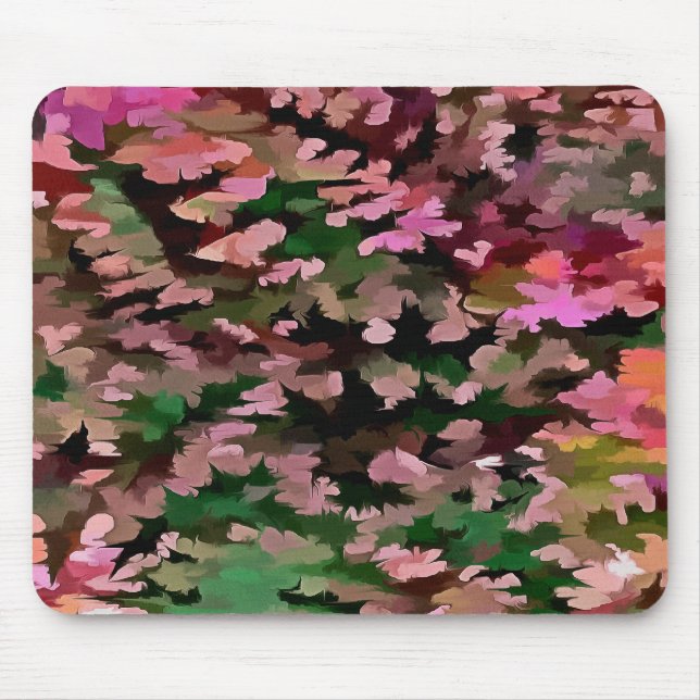 Mousepad Padrão de Camuflagem Rosa, Pêssego e Verde (Frente)