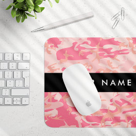 Mousepad Padrão de Camuflagem Rosa, Seu nome, Personalize