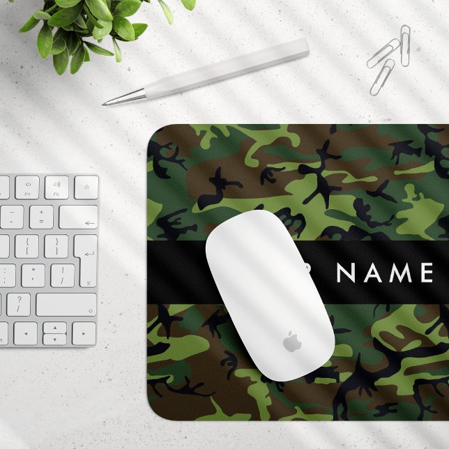 Mousepad Padrão de Camuflagem Verde, Seu nome, Personalizar (Criador carregado)