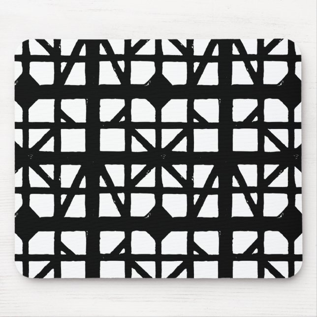 Mousepad Padrão de Casa Meia-Timberada na Alemanha Preta e  (Frente)