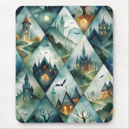 Mousepad Padrão de Castelo de Halloween Gótico