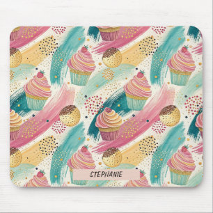 Mousepad Padrão de Celebração de Cupcake Festivo e Bruto