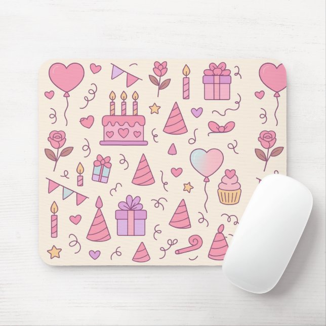 Mousepad Padrão de Celebração de Festa da Princesa Doce (Com mouse)