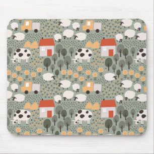 Mousepad Padrão de Cena de Fazenda Fofa
