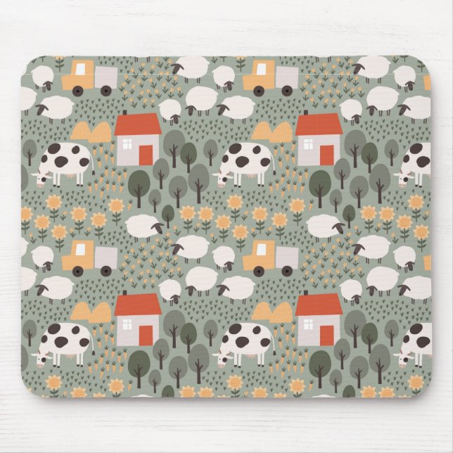 Mousepad Padrão de Cena de Fazenda Fofa (Frente)