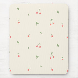 Mousepad Padrão de Cereja Fofo – Estética Minimalista de Fr