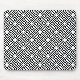 Mousepad Padrão de Chave Grega Branco e Preto Sinuoso