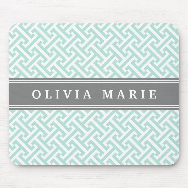 Mousepad Padrão de Chave Grego Verde Incluso com Nome (Frente)
