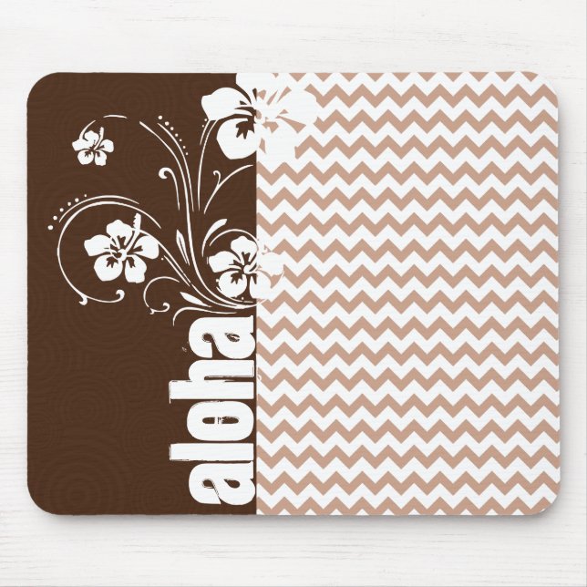 Mousepad Padrão de Chevron Castanho; Aloha (Frente)