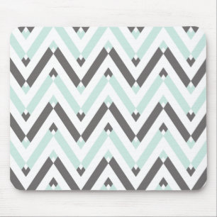 Mousepad Padrão de Chevron de Cinza Azul Geométrico Únic
