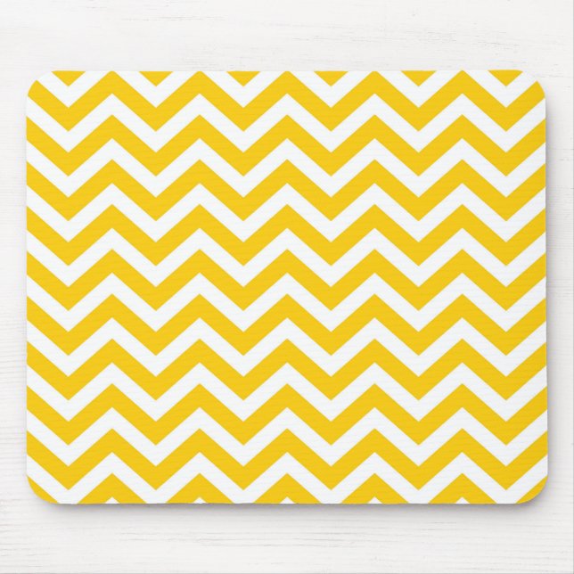 Mousepad Padrão de Chevron Dourado e Branco (Frente)