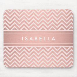 Mousepad Padrão de Chevron Dourado Rosa moderno monograma