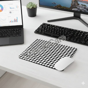 Mousepad Padrão de Chevron Preto e Branco Sólido