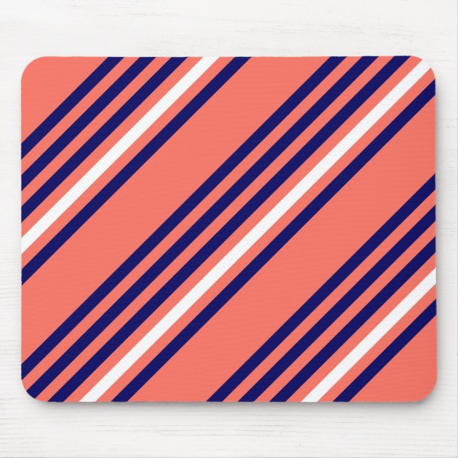 Mousepad Padrão de cinco faixas de cor azul-marinho e branc (Frente)