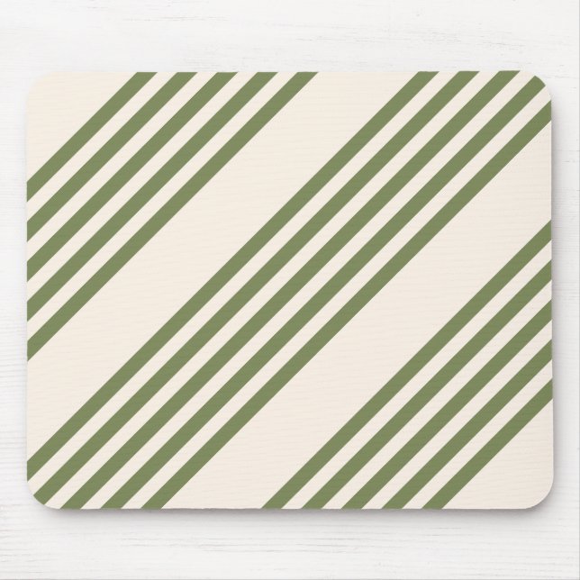 Mousepad Padrão de cinco faixas verde-oliva e bege (Frente)