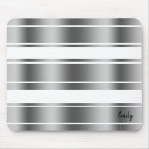 Mousepad Padrão De cinzas De Prata E Stripes Brancas