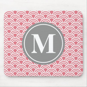 Mousepad Padrão de Círculo Moderno Rosa da cinza