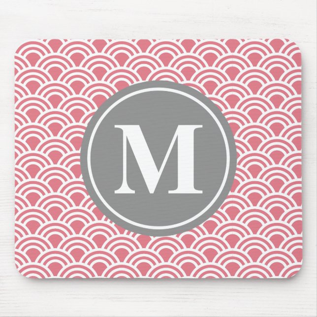Mousepad Padrão de Círculo Moderno Rosa da cinza (Frente)