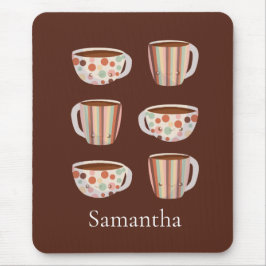 Mousepad Padrão de Círculo Quente em Xícaras de Café