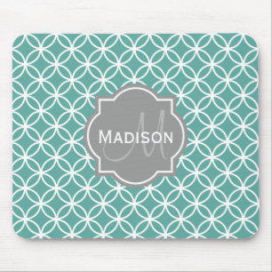 Mousepad Padrão de Círculo Teal Leve Monograma