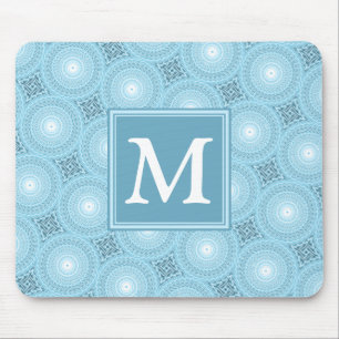 Mousepad Padrão de círculos azuis angulares monográficos