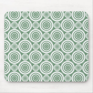 Mousepad Padrão de Círculos Elegantes em Verde Salvia e Bra