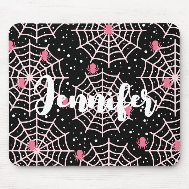 Mousepad Padrão de Cobwebs e aranhas do Halloween (Frente)