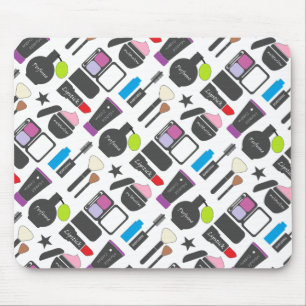 Mousepad Padrão de Colagem de Cosméticos Funky Makeup