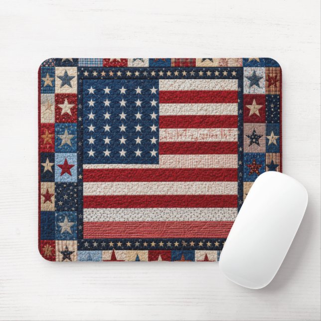 Mousepad Padrão de Colcha da Bandeira Americana (Com mouse)