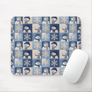 Mousepad Padrão de Colcha de Bonecos de Neve e Flocos de Ne