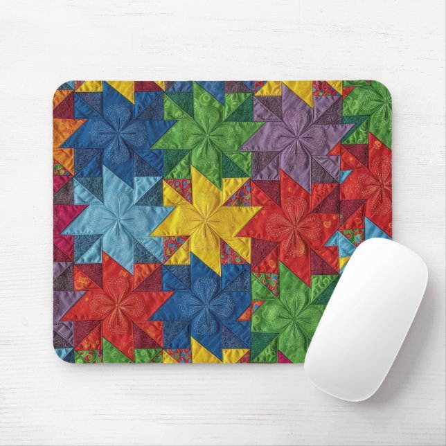Mousepad Padrão de Colcha de Patchwork de Rodinhas (Com mouse)
