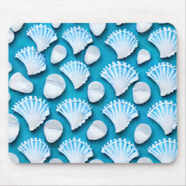 Mousepad Padrão de conchas do oceano azul e branco