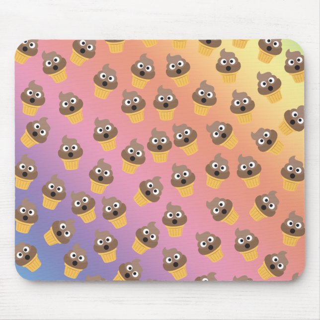 Mousepad Padrão de Cone do Sorvete Emoji - Arco-Íris Cuto (Frente)