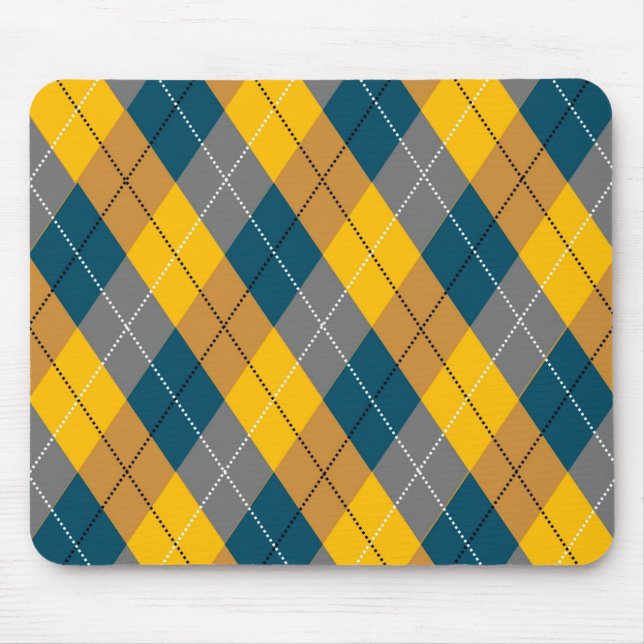 Mousepad Padrão de cor geométrica da Xadrez Amarela do outo (Frente)