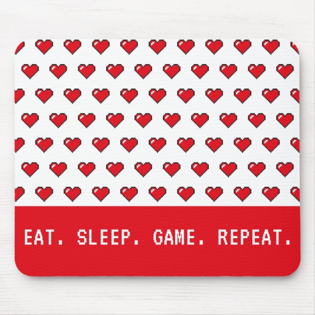 Mousepad Padrão de Coração de Pixel (Frente)