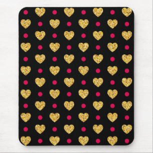 Mousepad Padrão de coração Dourado do dia de os namorados-2