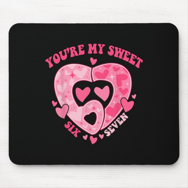 Mousepad Padrão de Coração Romântico Doce Seis Sete Dia dos (Frente)