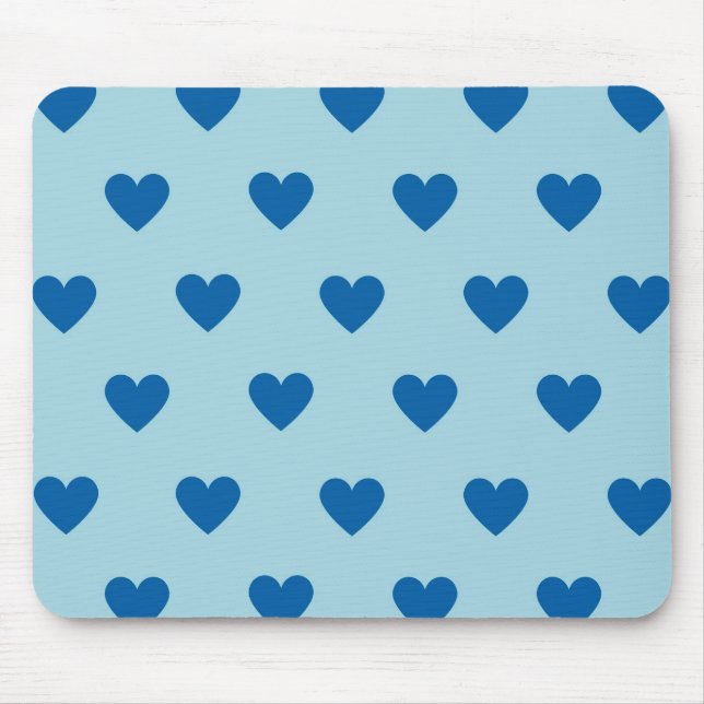 Mousepad Padrão de Coração Simples Azul (Frente)