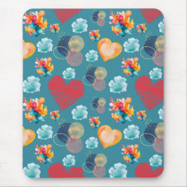 Mousepad Padrão de Corações Azuis