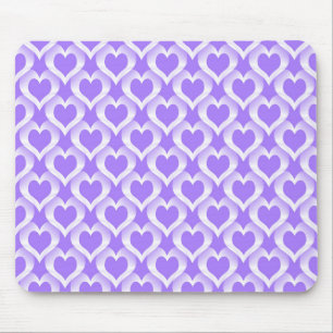 Mousepad Padrão de Corações Brancos Roxos